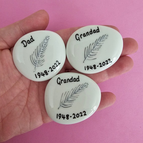 Personalised Feather Memory Pebble: Grief Gift for Loss and Remembrance