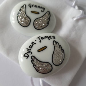 Personalized Bereavement Guardian Angel Wings Keepsake Pebble