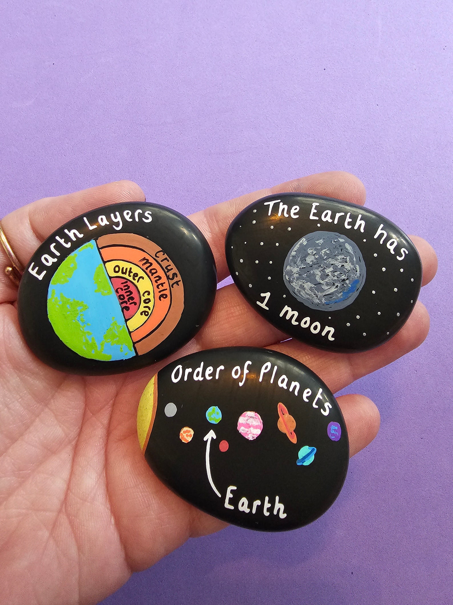 Earth and Space Facts Painted Pebbles . Space . Solar System Gifts ...