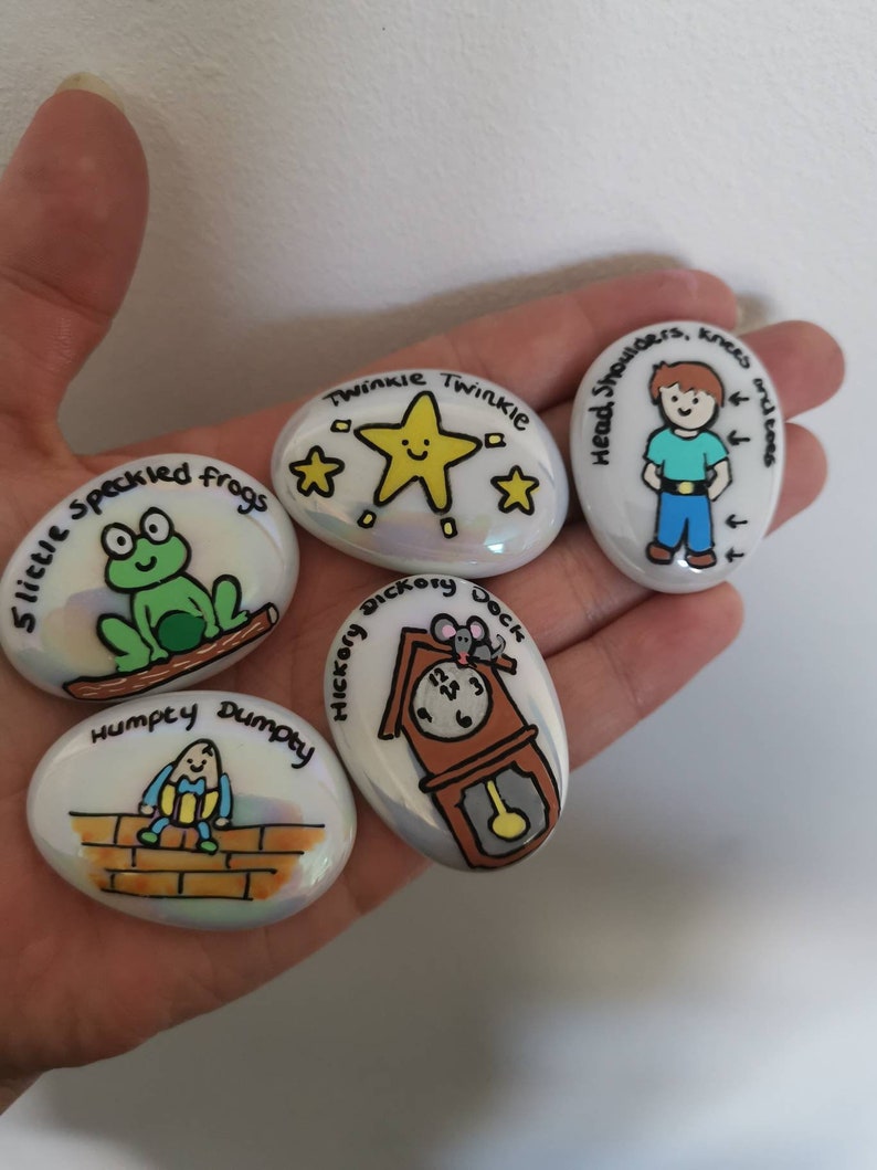 Nursery rhyme stones what shall we sing Educational fun Etsy