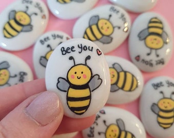 Hand-Painted Bee Pebble, Personalized Keepsake Gift