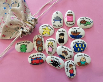 Nursery rhyme stones - what shall we sing? Educational fun - song stones