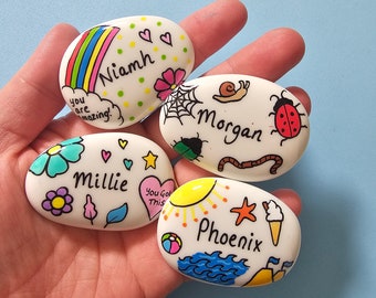 Personalised name pebble gift, custom themed pebbles ,Keepsake , anxiety , worry stones. unique gift idea, children's well being.