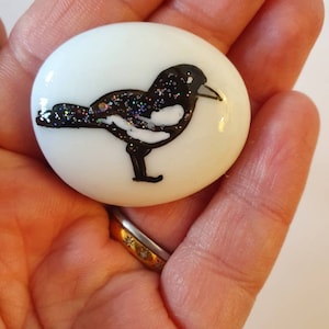 Magpie good luck keepsake stone. Morning mr magpie. Sparkly stone. Anxiety small gift