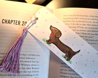 Original Watercolour Handpainted Sausage Dog Bookmark . Dachshund