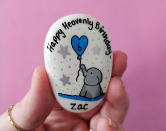 Happy heavenly birthday . birthdays in heaven . loss and grief gifts . keepsake memory pebbles . baby loss . loved one . remembrance gifts