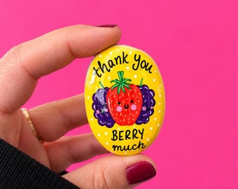 Handpainted funny quirky pebble gift. Thank you berry much