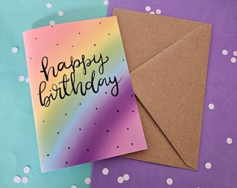 Rainbow Happy Birthday Card, Cream Cardstock
