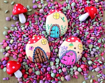 Fairy door hand painted pebble gift