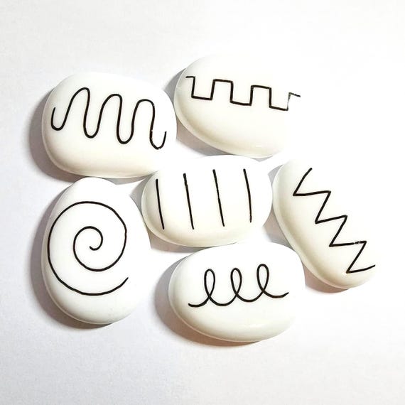 Pre-writing Painted Pebbles, Mark Making, EYFS Activities, Fine Motor Skills (Set of 6)