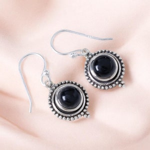 Elegant Black Onyx Gemstone Earrings, Handmade Onyx Earrings, Unique Black Drop & Dangle Earrings, Gift For Love, 925 Sterling Silver