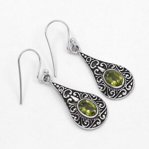 Peridot Earring, 925 Sterling Silver Earring Beautiful Gemstone Peridot Cut Gemstone Earring Birthday Earring Gift For Her For Women