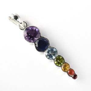 Elegant 7 Chakra Crystal Pendant, Natural Gemstone, Healing Pendant For Loved Ones, 925 Sterling Silver Pendant, Boho Jewelry, Birthday Gift