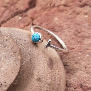 Turquoise Ring, Sterling Silver Ring, Handmade Ring, Gemstone Ring, Turquoise Jewelry, Boho Ring, Thin Band, Designer Band, Gift For Her