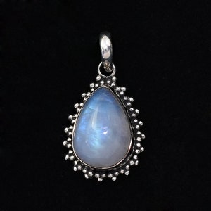 Natural Rainbow Moonstone Pendant Pear Shape 925 Sterling Silver Handmade Pendant Jewelry Boho Jewelry Birthstone Pendant Jewelry