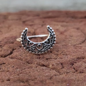 Crescent Moon Silver Ring, 925 Sterling Silver, Stacking Silver Rings, Thin Stack Moon Ring, Handmade Silver Jewelry, Birthday Gift For Her