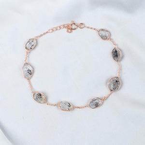 Antique Herkimer Diamond Bracelet, 925 Sterling Silver Bracelet, Handmade Bracelet, Raw Crystal Bracelet, Adjustable Bracelet For Her