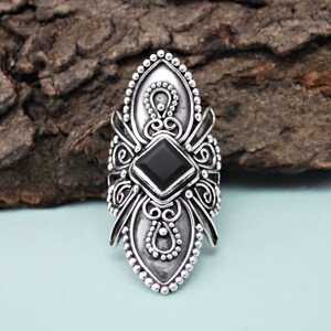 Elegant Black Onyx Gemstone Ring, 925 Sterling Silver Ring, Handmade Jewelry, Unique Ring, Birthstone Ring For Women, Boho Chic Jewelry