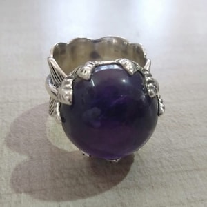 Natural Purple Amethyst Ring,925 Sterling Silver Ring, Amethyst Designer Ring, Vintage Gift Ring, Anniversary Gift, February Birthstone Ring