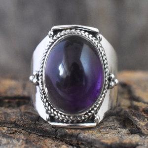 Natural Amethyst Ring / 925 Sterling Silver Ring / Statement Ring / February Ring / Engagement Ring / Birthday Ring / Dainty Amethyst Ring