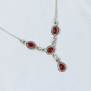 Natürliche Granat Edelstein Halskette, 925 Silber, Birthstone Schmuck, Geschenk für sie, Statement Schmuck