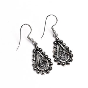 925 Sterling Silver Earrings, Filigree Earrings, Drop Dangle Earrings, Small Silver Drop Earrings, Teardrop Earrings, Gifts for Women