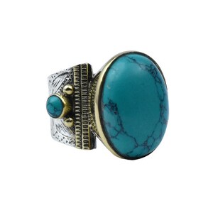 Natural Turquoise 925 Sterling Silver Oval Gemstone Ring. Unique December Birthday, Birthday or Wedding Present in Beautiful Gift Ring