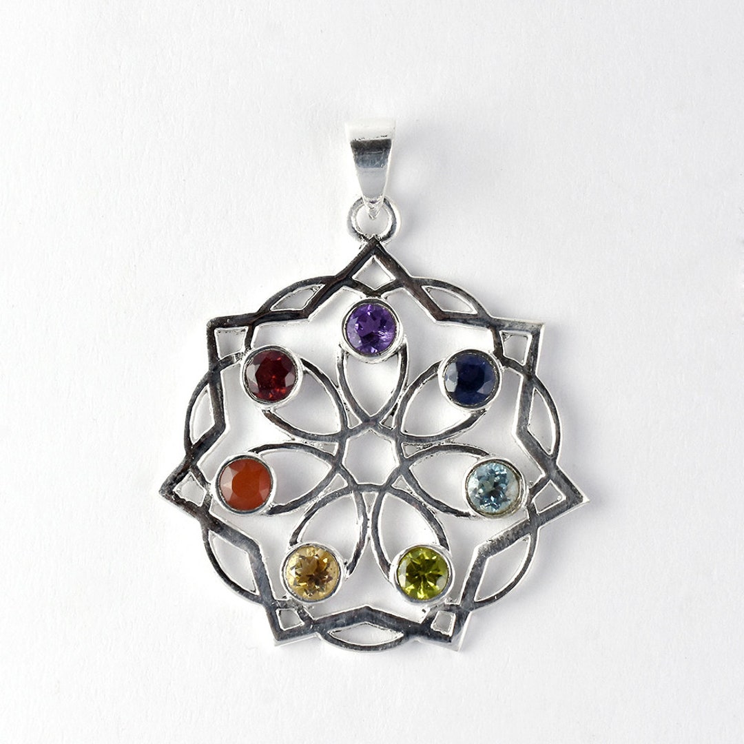 Sterling Silver Chakra Pendant, Chakra Hearts, Silver Chakra Pendant