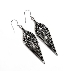 925 Sterling Silver Earrings, Filigree Earrings, Drop Dangle Earrings, Long Silver Drop Earrings, Tear drop Earrings, Anniversary Gifts