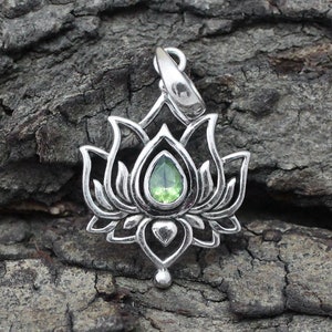 Latest Lotus Design Multi Option Gemstone Pendent 925 Sterling Silvery Handmade Jewelry