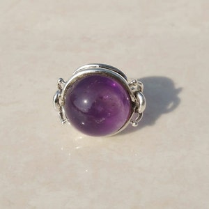 Purple Amethyst Ring,925 Sterling Silver Ring, Amethyst Round Ring, Vintage Gift Ring, Anniversary Gift, February Birthstone Ring Gift