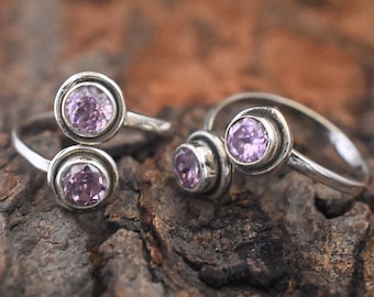 Pink Cubic Zirconia Gemstone Toe Ring 925 Sterling Silver Handmade Jewelry