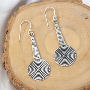 Elegant Spiral Oxidized Earrings, 925 Sterling Silver, Drop & Dangle Earrings, Long Dainty Earrings, Vintage Earrings, Handmade Earrings