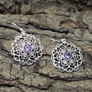 Handmade Sterling Silver Multi Gemstone Earrings, Bezel Set