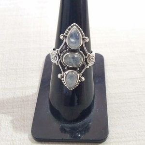 Moonstone Boho Ring - Rainbow Moonstone 925 Sterling Silver Ring - Statement Ring - Rainbow Moonstone- Free Shipping Ring - Gift For Her
