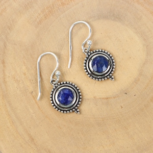 Lapis Lazuli Earrings, Blue Drop & Dangle Earrings, Boho Earrings, 925 Sterling Silver Earrings, Handmade Vintage Earrings, Gift For Her