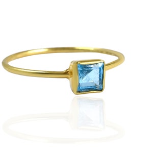 14K Gold Natural Sky Blue Topaz Ring, Natural Sky Blue Topaz 14k Solid Yellow Gold Ring, December Birthstone, Dainty Ring, Wedding Gifts.