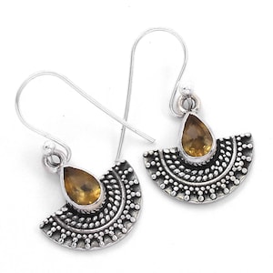 Multi Gemstone Sterling Silver Drop Earrings, Handmade