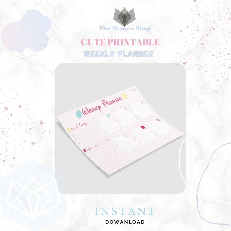 Cotton Candy Cute Kawaii Weekly Planner Printable |kawaii Weekly ...