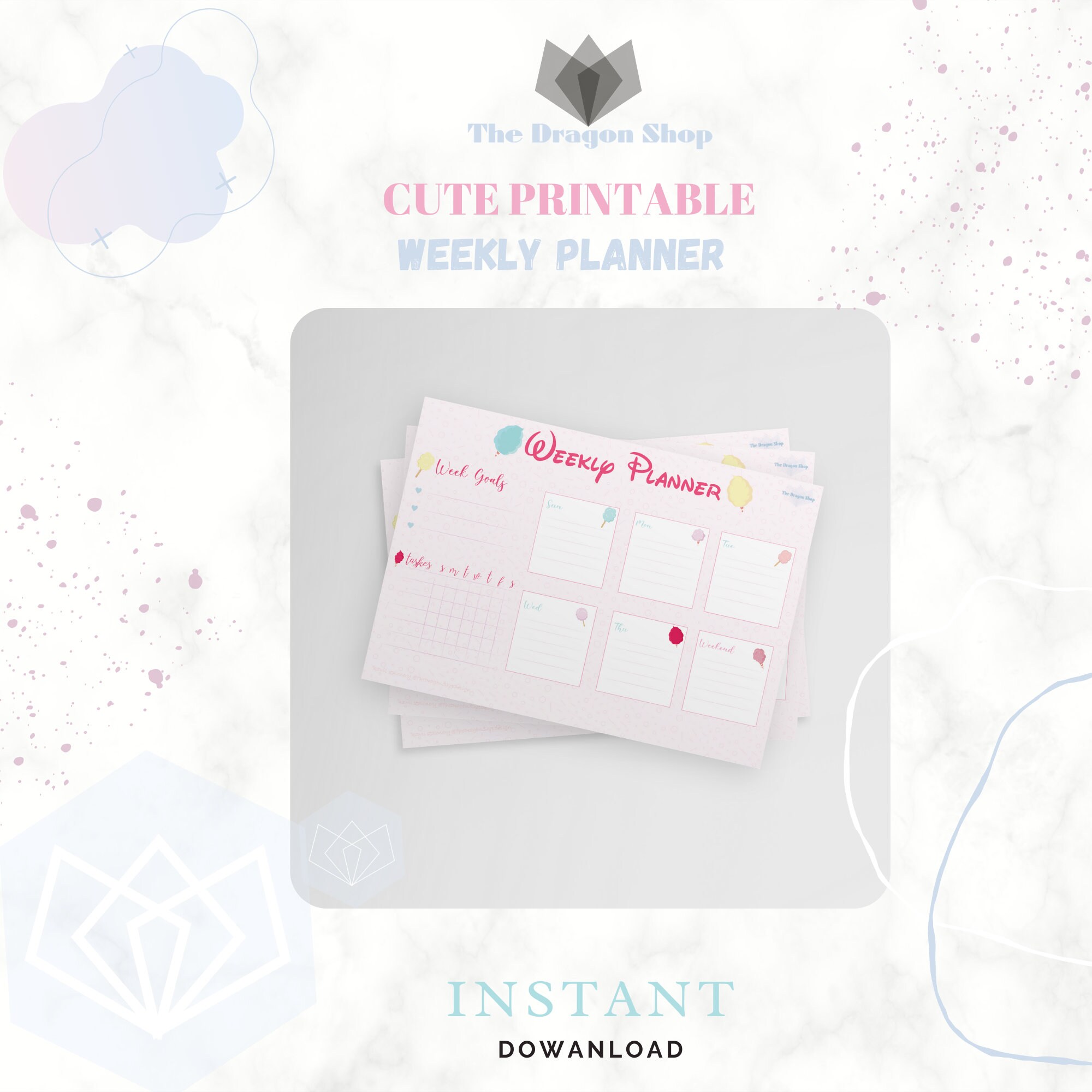 Cotton Candy Cute Kawaii Weekly Planner Printable |kawaii Weekly ...