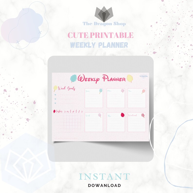 Cotton Candy Cute Kawaii Weekly Planner Printable |kawaii Weekly ...
