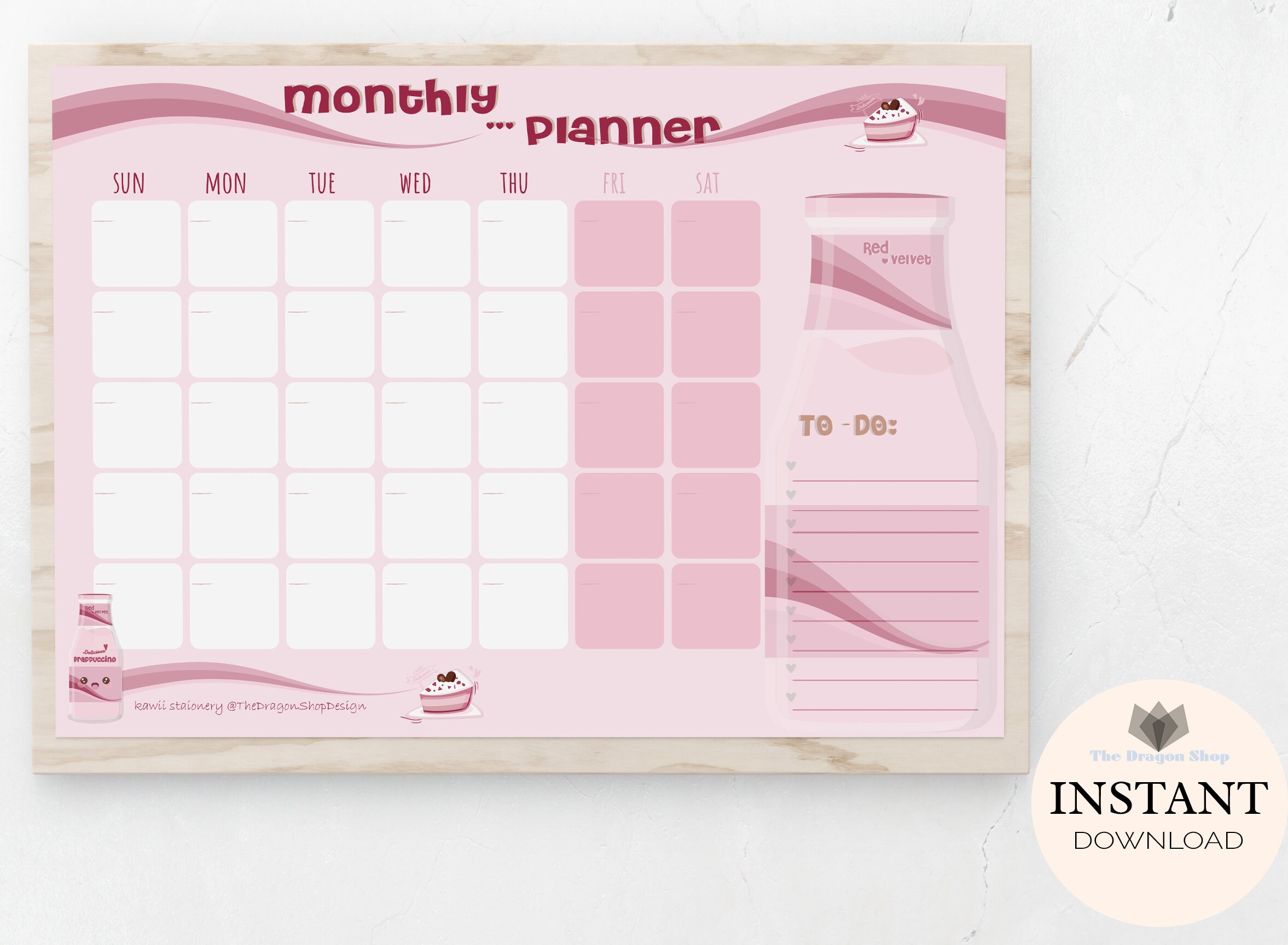 Red Velvet cute kawaii undated monthly calendar kawaii Etsy