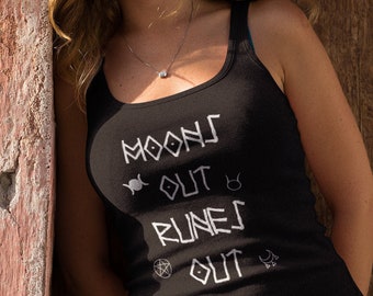 Moon&#39;s Out Runes Out Tri-Blend Racerback Tank