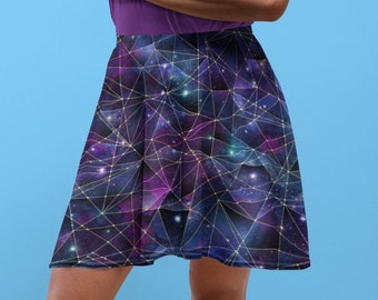 Skater Skirt Galaxy Geometric Sacred Geometry Festival Skirt