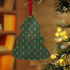 Yule Witch Pagan Metal Christmas Ornaments