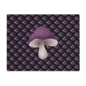 Tapis de carte de tarot en tissu d'autel Grille de cristal Set de table Champignon Sorcière Wiccan