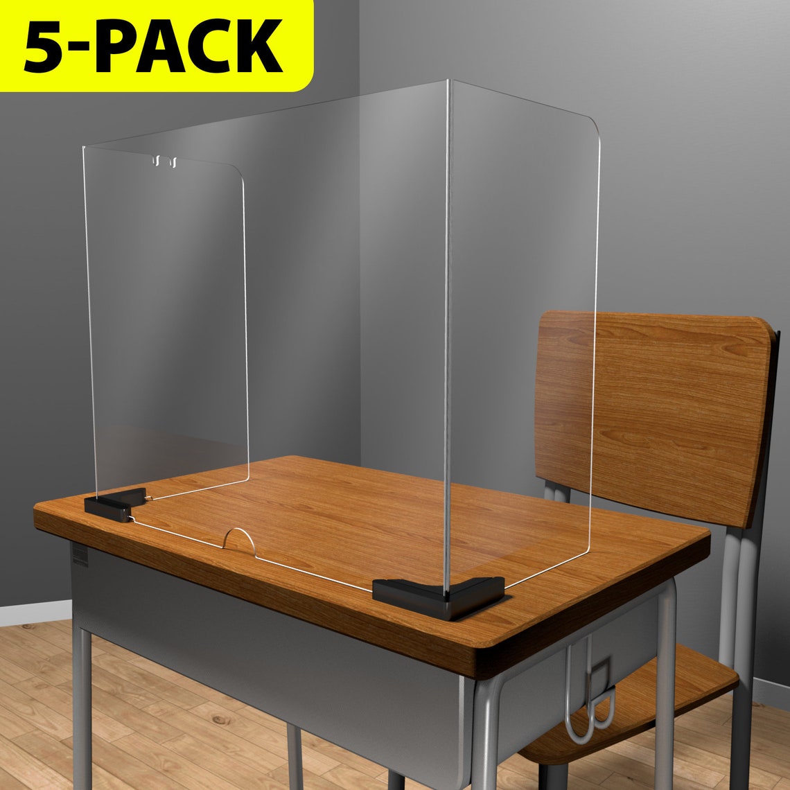 5PACK Clear Sneeze Guard Student School Desk 3Sided Etsy