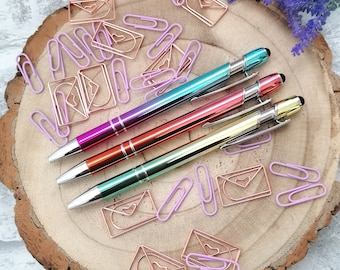 Personalised Engraved Ombre Ballpoint Pen, Gradient Coloured Soft Write Pens,