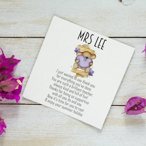 Mignon ours professeur carte de poème, merci professeur pour tout, enseignant, assistant d’enseignement carte de remerciement, enseignant de maternelle