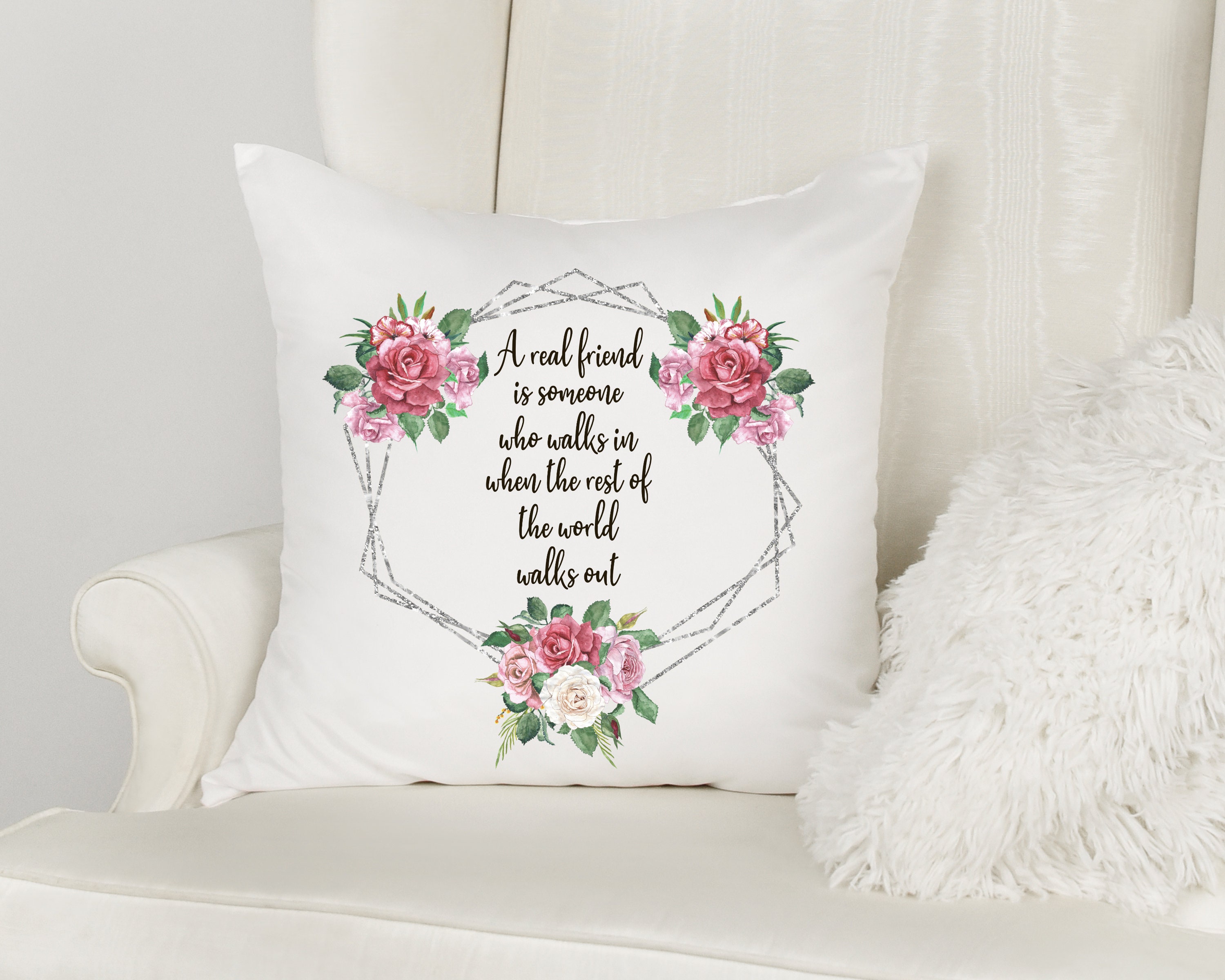 Best friends floral cushion Friendship poem Etsy